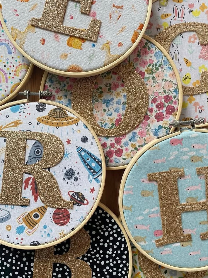 Original Glitter Initial Hoop