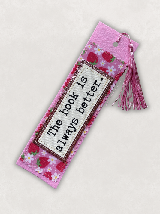 Fabric Bookmark- strawberries