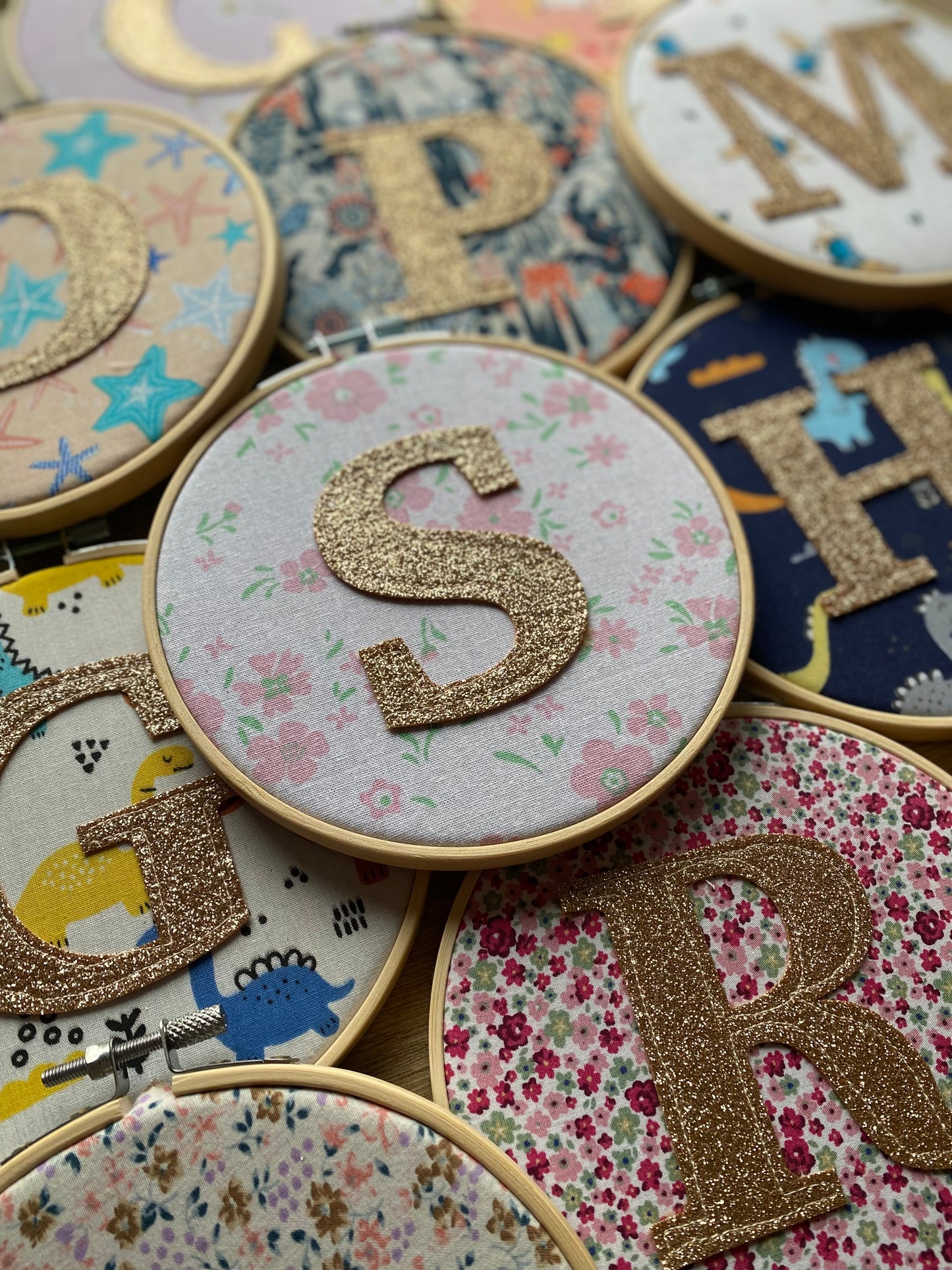 Original Glitter Initial Hoop